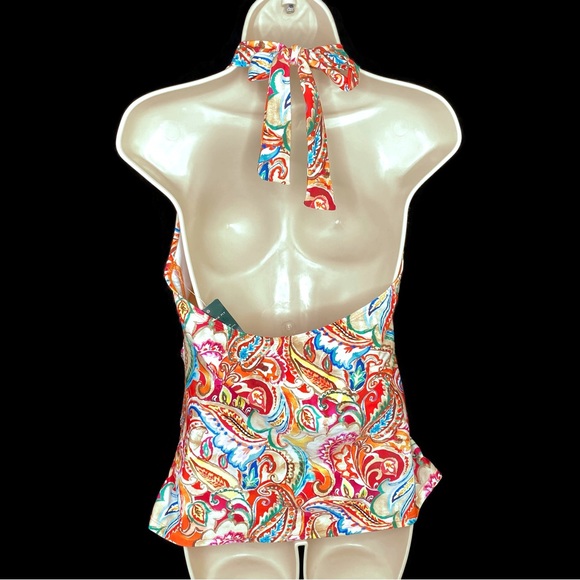 Ralph Lauren Halter Style Paisley Dance Tankini Top Shirred size 16 - Picture 5 of 11